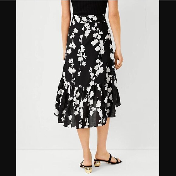 Ann Taylor Shadow Floral Flounce Midi Skirt 10 NWT - Picture 2 of 6